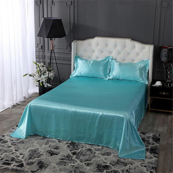 Satin Fitted Sheet and Pillowcases - Various Colours