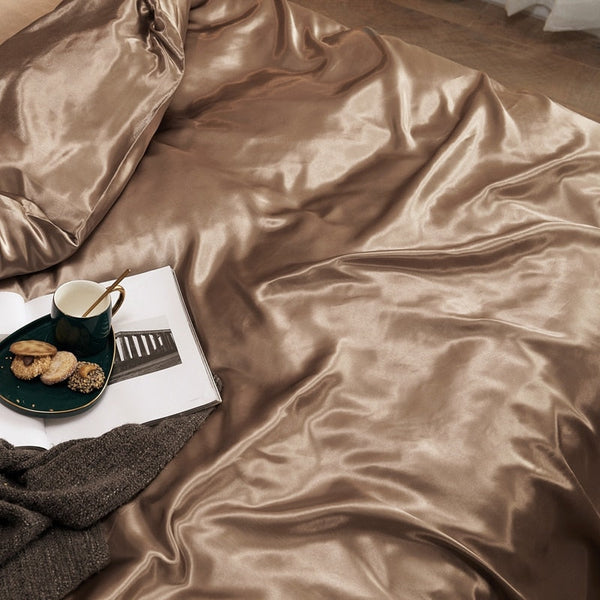 Satin Fitted, Flat Sheet & Pillowcases - Old Gold