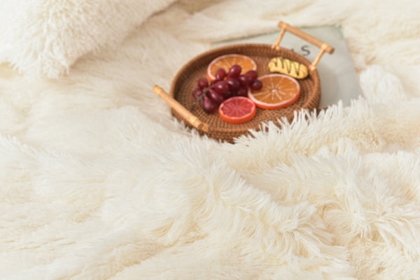 Therapeutic Fluffy Faux Mink & Velvet Fleece Quilt Cover Set - Cream
