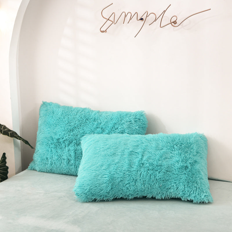 Turquoise top fluffy cushion