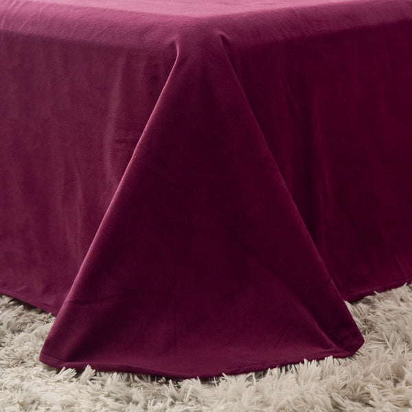 Therapeutic Fluffy Faux Mink & Velvet Fleece Quilt Cover Set - Wine Purple