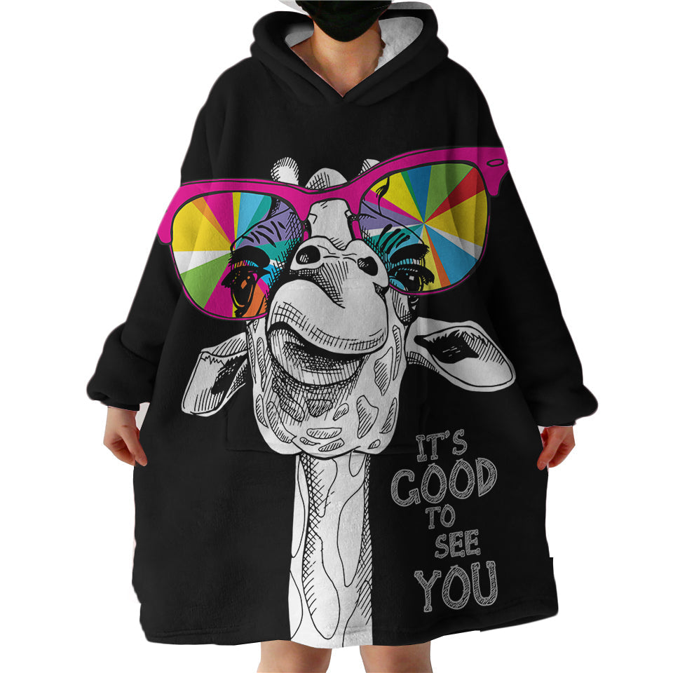 Therapeutic Blanket Hoodie It's Good to See You Giraffe (Made to