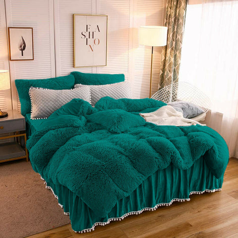Therapeutic Fluffy Quilt Cover Set - Teal