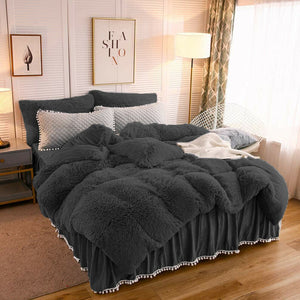 Therapeutic Fluffy Quilt Cover Set - Charcoal