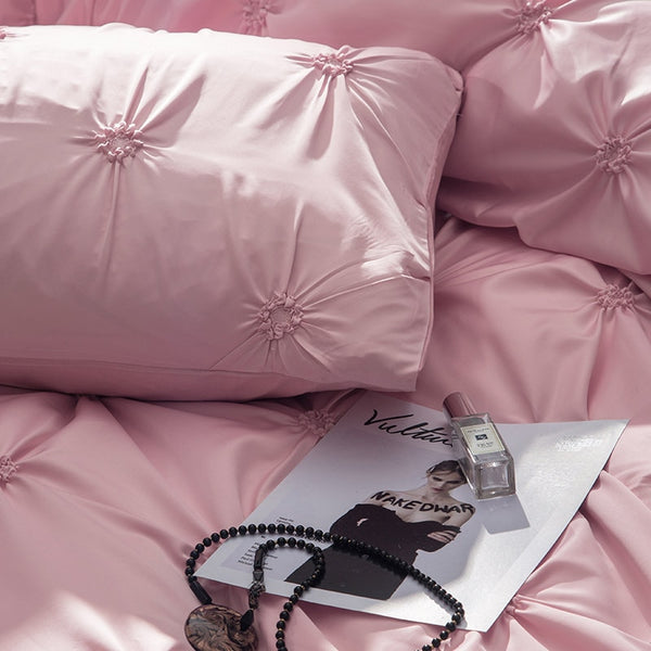 Washed Silk Bedding Set 4pcs - Pink