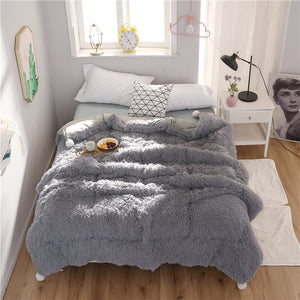 Therapeutic Fluffy Quilt Comforter Set with Pillowcases - Grey