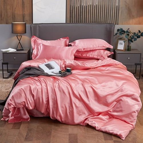 Satin Bedding Set - Peach