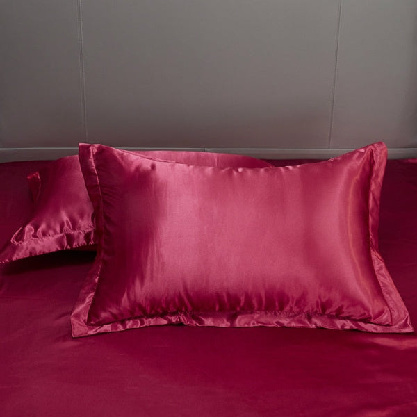 Satin Bedding Set - Burgundy