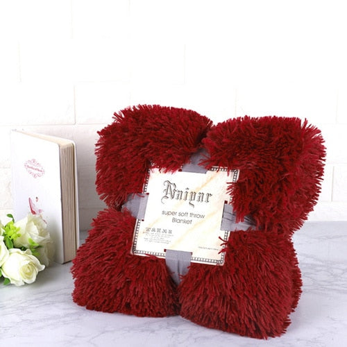 Therapeutic Red Wine Fluffy Velvet Fleece Throw Blanket Cot to