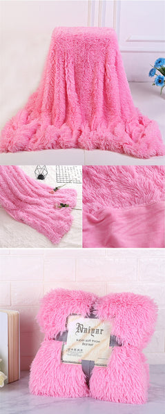 Therapeutic Pink Fluffy Velvet Fleece Throw Blanket - Cot to Queen Size