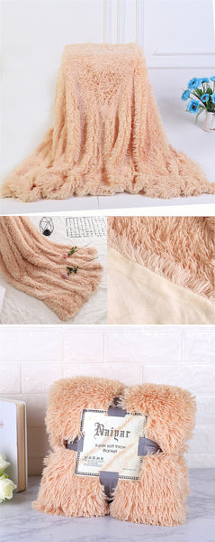Therapeutic Beige Fluffy Velvet Fleece Throw Blanket - Cot to Queen Size