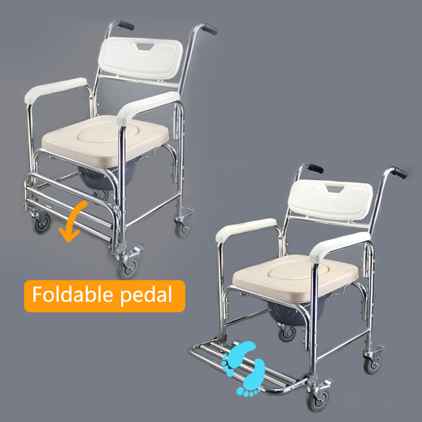 Mobile Shower Toilet Commode Chair 