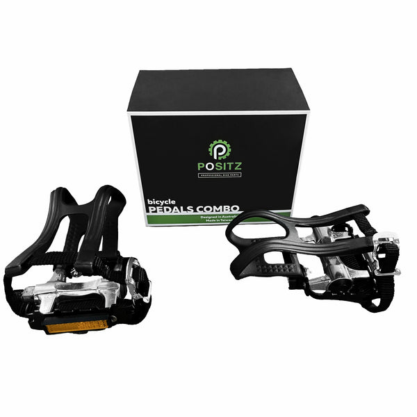 Heavy Duty Bike Pedals Toe Clips Straps