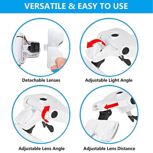 5 Lens Magnifying Glasses with LED Light 