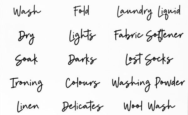Laundry / Pantry Labels - Black on Clear X 45 Large
