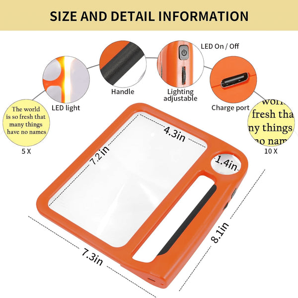 10X Full-Page Magnifying Glass 48 Lights