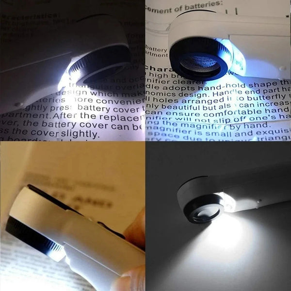 40X Handheld Magnifier with 2 LED Lights 
