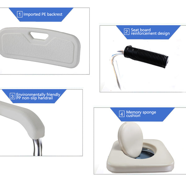 Mobile Shower Toilet Commode Chair 
