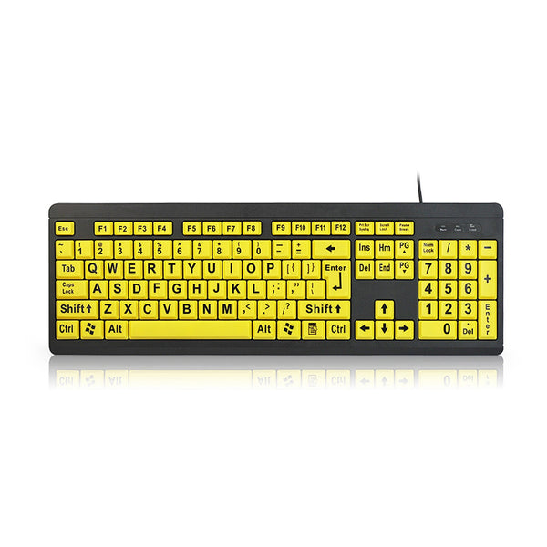 USB Wired Large Print Keyboard High Contrast 