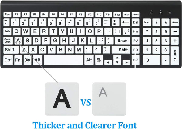Large Print Wireless Keyboard and Mouse Set High Contrast for Low Vision