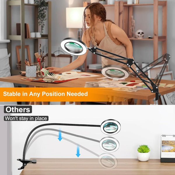 LED Magnifier Glass Desk Lamp 