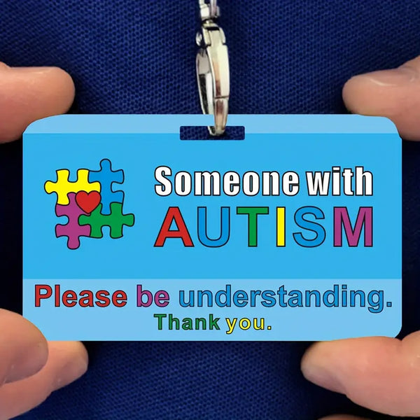 Autism Awareness Someone with Autism Card & Lanyard BLUE