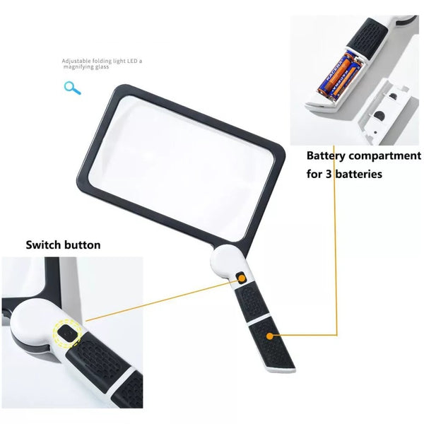 Rectangular 5X Handheld Magnifying Glass 