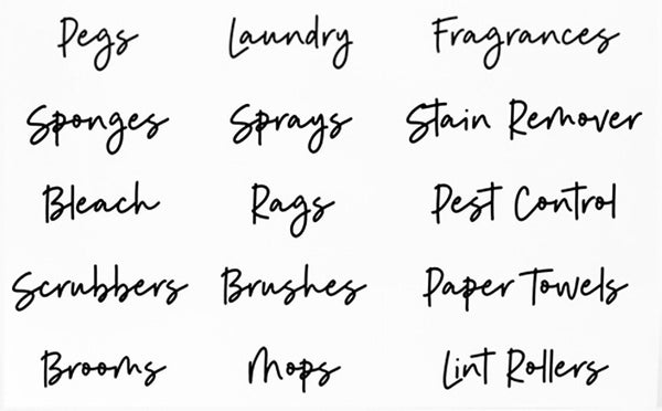 Laundry / Pantry Labels - Black on Clear X 45 Large