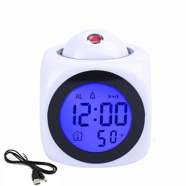 Clock LED Wall/Ceiling Projection LCD Digital Voice 