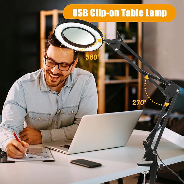 LED Magnifier Glass Desk Lamp 