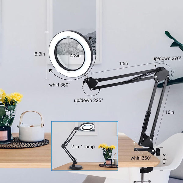 LED Magnifier Glass Desk Lamp 