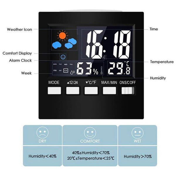 Alarm Clock LED Temperature Time Day/Night 