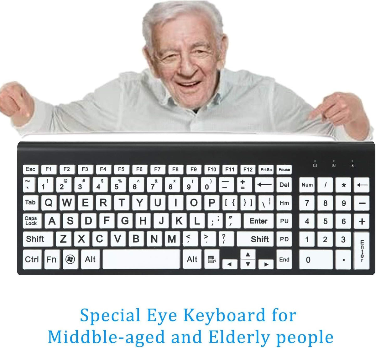 Large Print Wireless Keyboard and Mouse Set High Contrast for Low Visi ...
