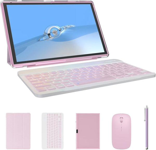 2 in 1 Tablet with Keyboard Case Mouse Stylus