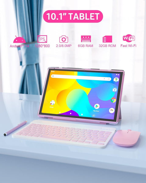 2 in 1 Tablet with Keyboard Case Mouse Stylus