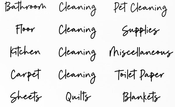 Laundry / Pantry Labels - Black on Clear X 45 Large