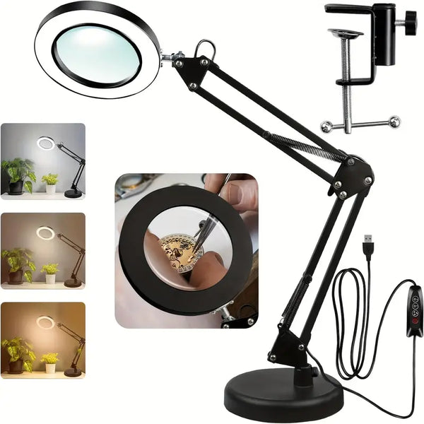 LED Magnifier Glass Desk Lamp 