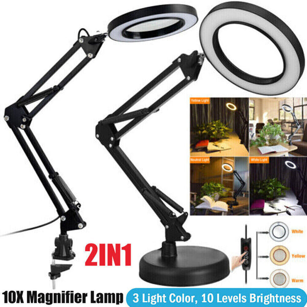 LED Magnifier Glass Desk Lamp 