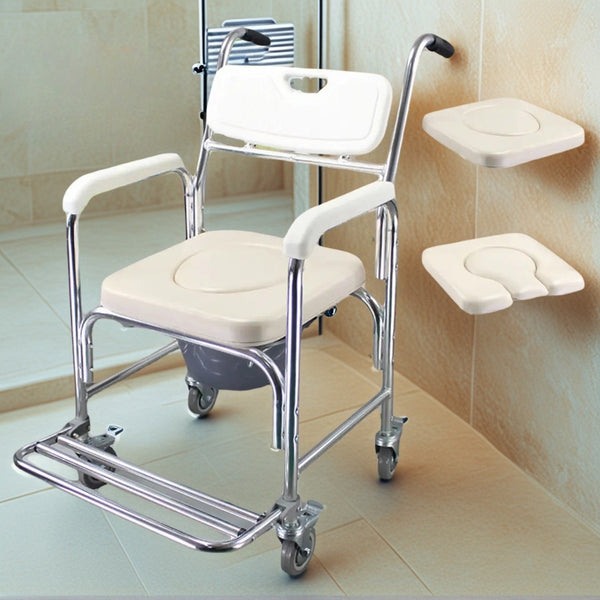 Mobile Shower Toilet Commode Chair 