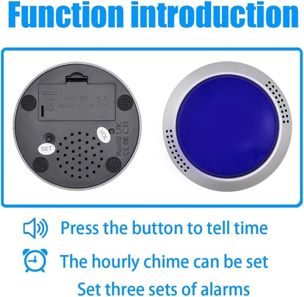 Talking Button Clock Visually Impaired Alarm Clock 