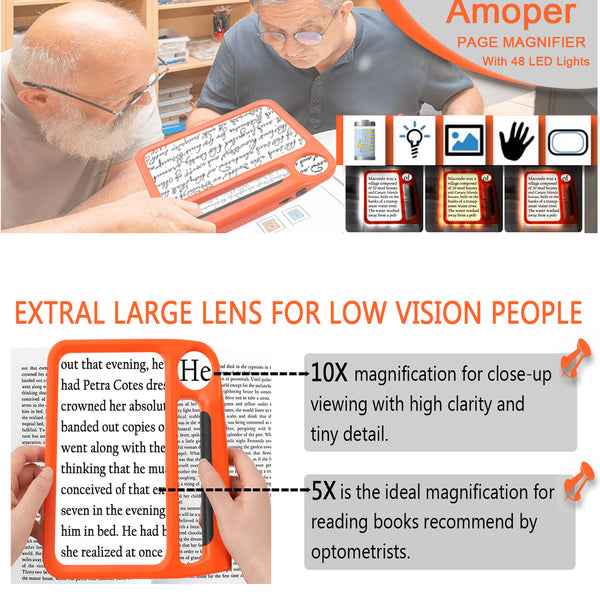 10X Full-Page Magnifying Glass 48 Lights