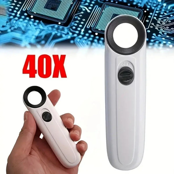 40X Handheld Magnifier with 2 LED Lights 