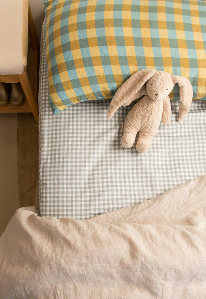 Sage Gingham Waterproof Fitted Sheet