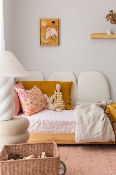 Blush Gingham Waterproof Fitted Sheet