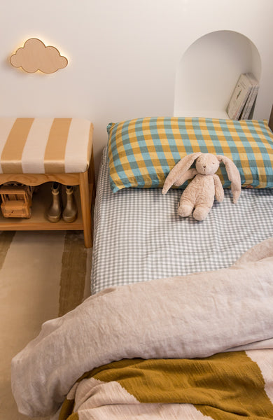 Sage Gingham Waterproof Fitted Sheet