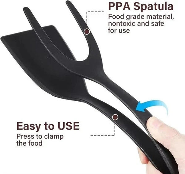2 in 1 Non Stick Grip Flipper Clamp Turner Tong