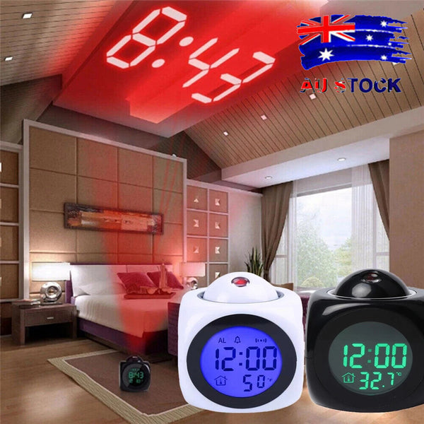 Clock LED Wall/Ceiling Projection LCD Digital Voice 