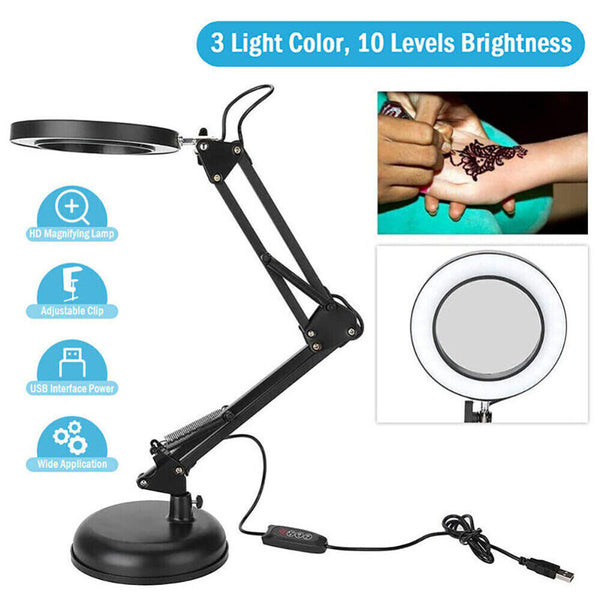 LED Magnifier Glass Desk Lamp 