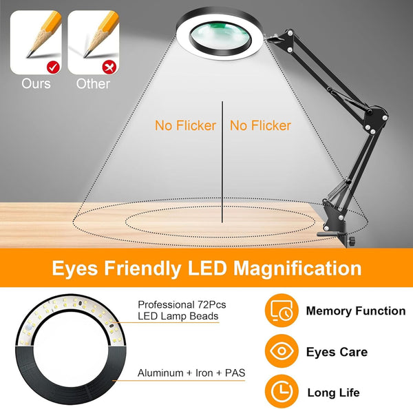 LED Magnifier Glass Desk Lamp 