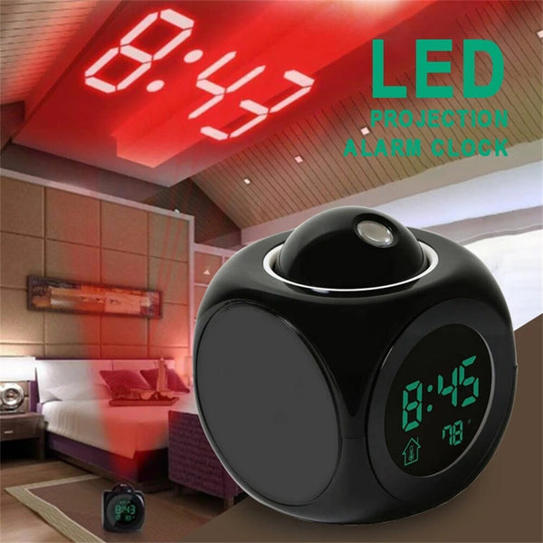 Clock LED Wall/Ceiling Projection LCD Digital Voice 